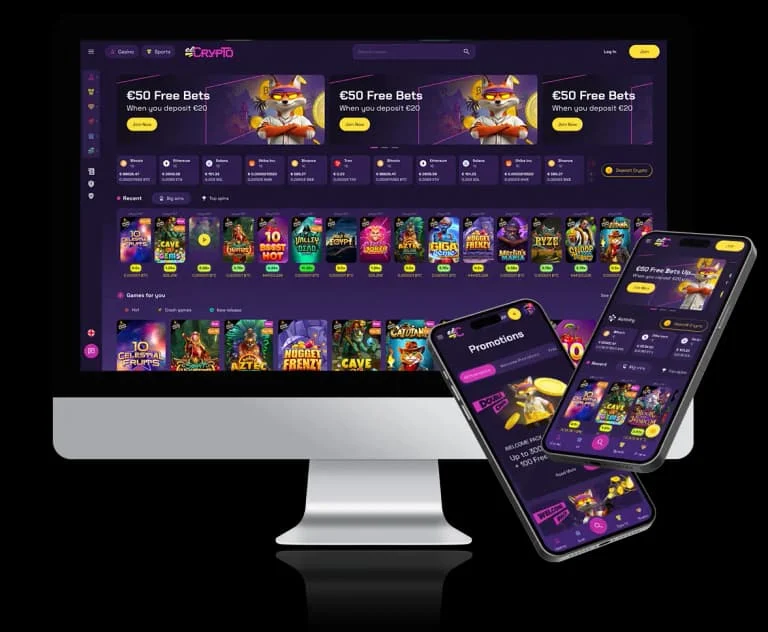 El Crypto casino template shown on desktop and mobile